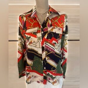 Nasty Gal Scarf Print Blouse Size 4